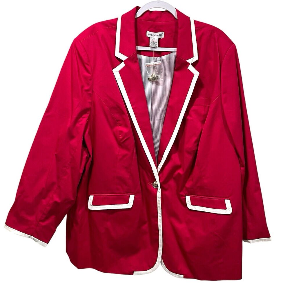 Jessica London PINK with White Trim Blazer Plus Size 24 Barbiecore Vintage